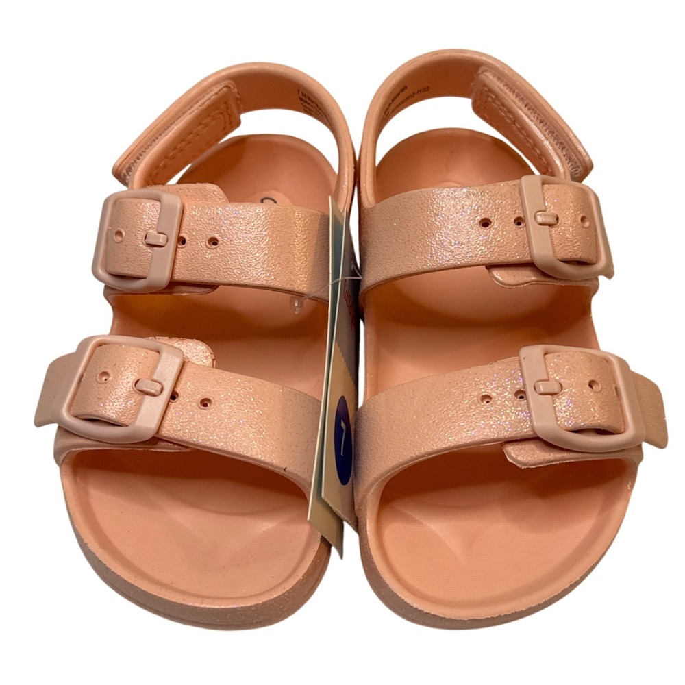 Cat & Jack Kids Size 7 Pink Glitter Adjustable Strap Sandals‎